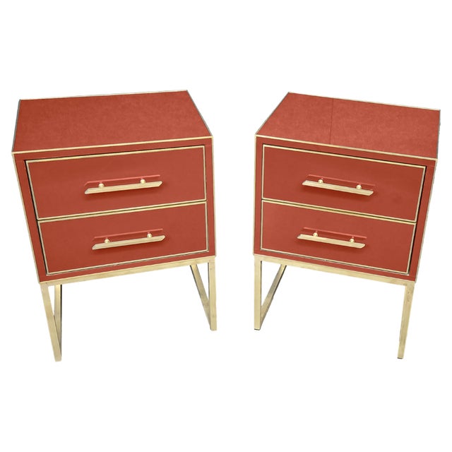 Italian Nightstands in Terracotta Glass from Justfurnituress SRL, Set of 2 For Sale - Image 9 of 9