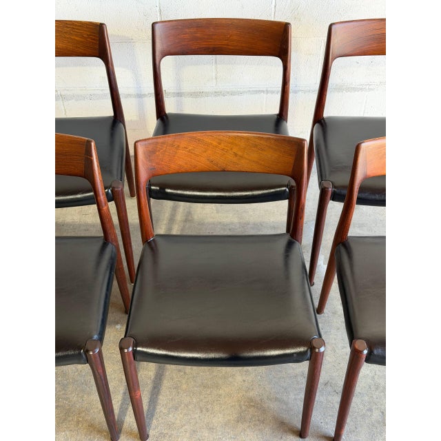 Wood In Style of J.l. Møller Rosewood Dining Chairs Set of 6 Manufactured in Denmark Mid-Century Modern 1960s For Sale - Image 7 of 13