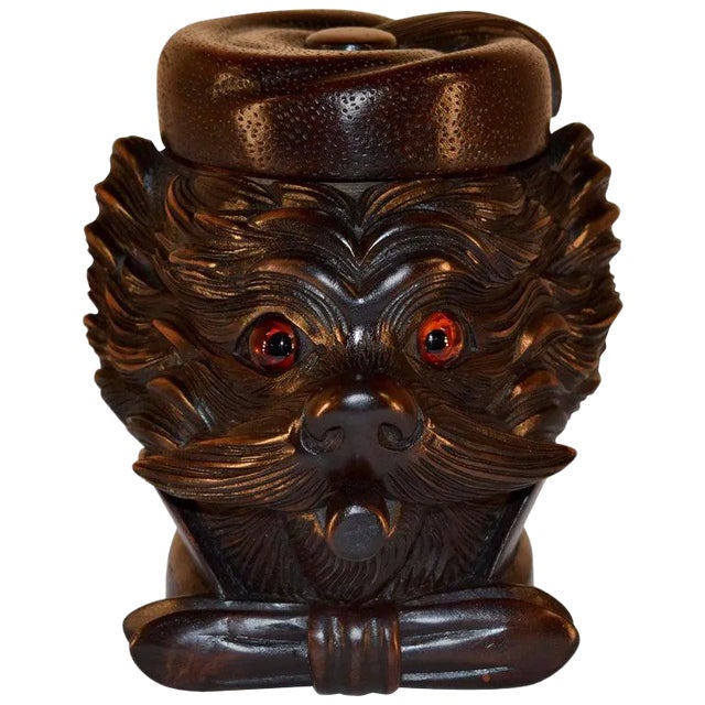 19th C Black Forest Carved Humidor For Sale