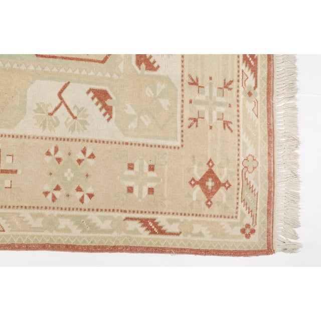 Sand Oushak Vintage Geometric Carpet For Sale - Image 8 of 10