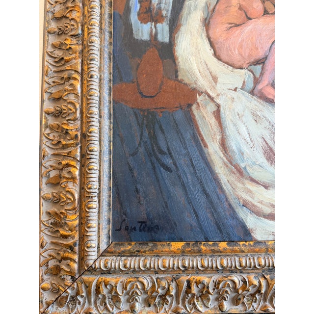 1950s Mid-Century Figurative Interior Oil Painting For Sale - Image 5 of 5