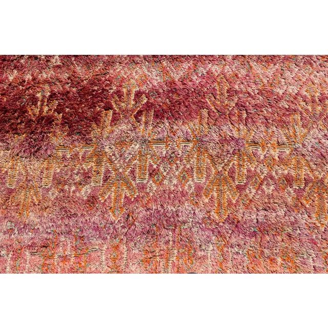 Textile Tribal Design Vintage Moroccan Rug in Purple, Red, Orange, and Green For Sale - Image 7 of 13