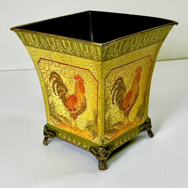 This is a pretty French Country Metal Planter with a transfer Chicken motif on four sides. The flared square planter sits...
