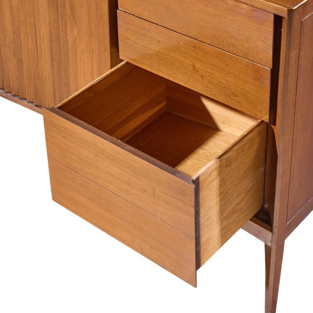 Brown Unagusta Mid Century Walnut Curved Lowboy Dresser For Sale - Image 8 of 10