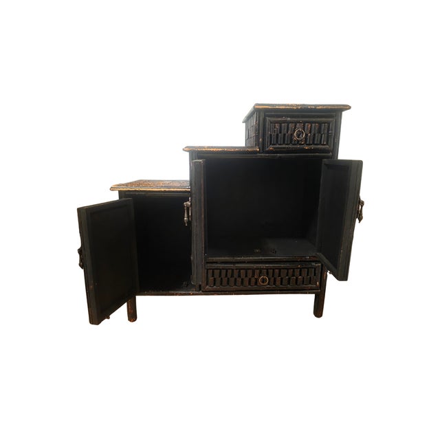 1990s Tiered Split Reed Japandi Tansu Chest – Sculptural 1990s Cabinet For Sale - Image 5 of 10