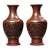 Vintage Pair Solid Copper Vases, Hand Chased High Relief Fu Character & Lotus Motifs, Chinoiserie Matching Vase Set For Sale