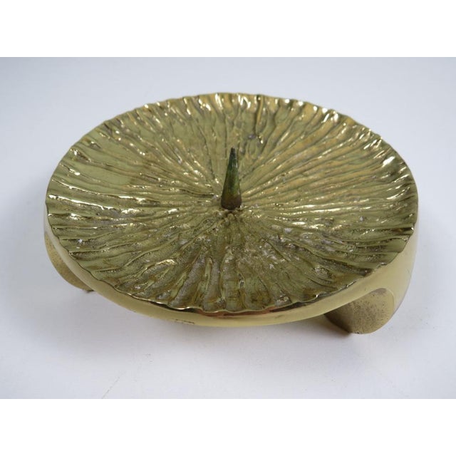 Mid-Century Modern Brutalist Sculptural Brass Tripod Candleholder, 1970s For Sale - Image 3 of 9