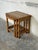 Mid-Century Modern Oak Floral Ceramic Tile-Top Nesting Tables Set of 3 Spindle Legs Traditional Vintage For Sale - Image 3 of 10