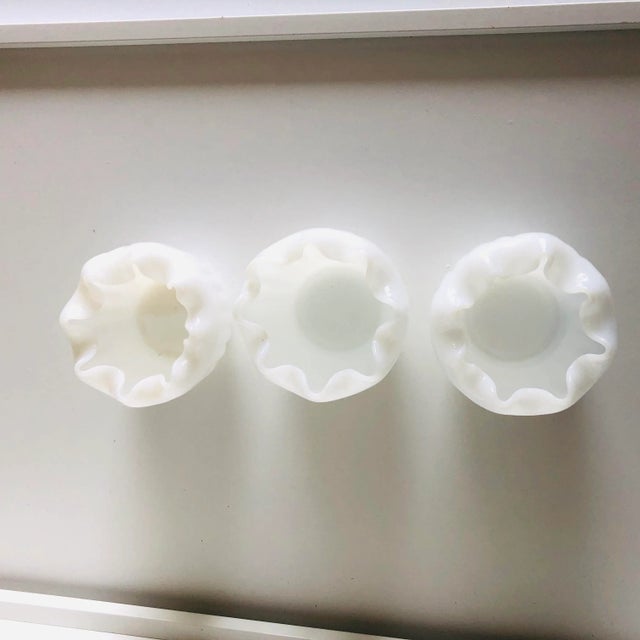 Mid-Century Modern Mid-Century Opalescent Milk Glass Vases- Set of 3 For Sale - Image 3 of 6