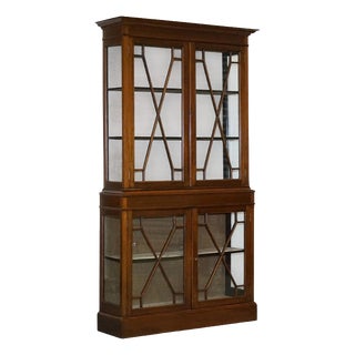 English 19th Centry Glazed Display Curio Cabinet with Fixed Shelves For Sale