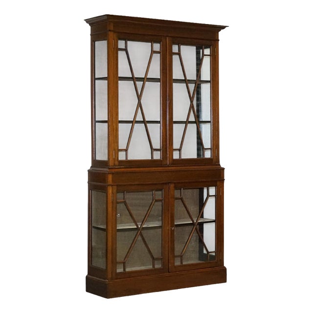 English 19th Centry Glazed Display Curio Cabinet with Fixed Shelves For Sale