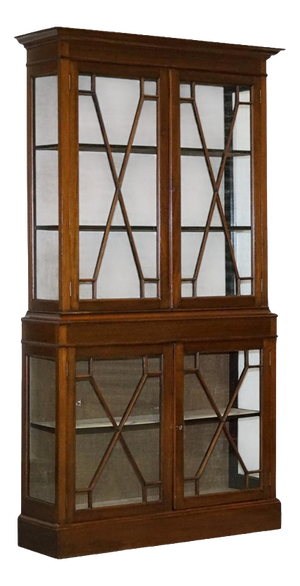 English 19th Centry Glazed Display Curio Cabinet with Fixed Shelves