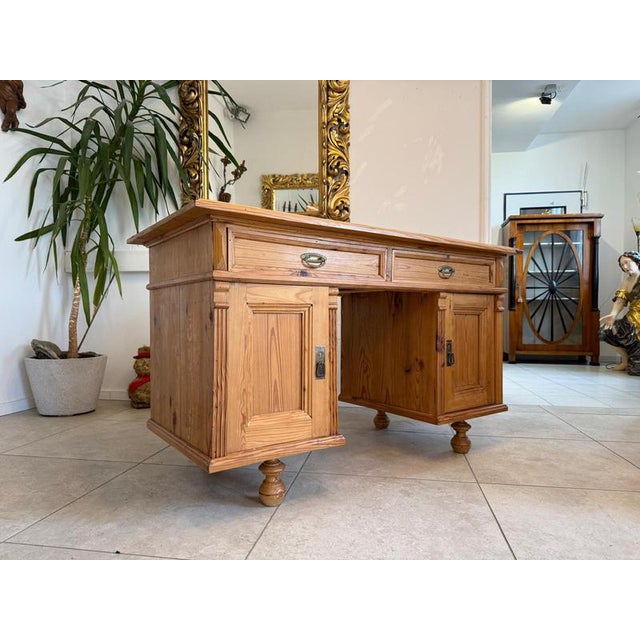 Rustic Gründerzeit-era Desk/Secretary, Softwood, Dimensions: Height x Width x Depth 83 x 140 x 65 cm. Freestanding desk...