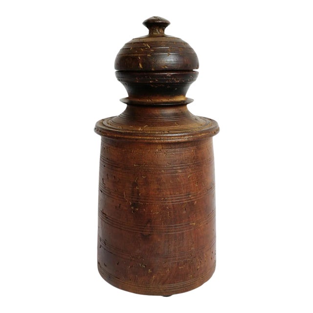 Vintage Nepal Wood Food Jar For Sale