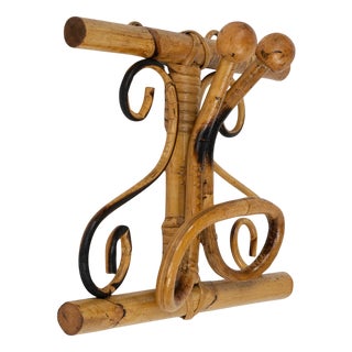 Mid-Century Bamboo and Rattan Coat Rack in the style of Olaf von Bohr, Italy, 1960s For Sale