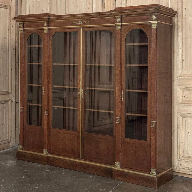 19th Century French Louis XVI Mahogany and Burl Bookcase by Maison Lalande of Paris For Sale - Image 4 of 18