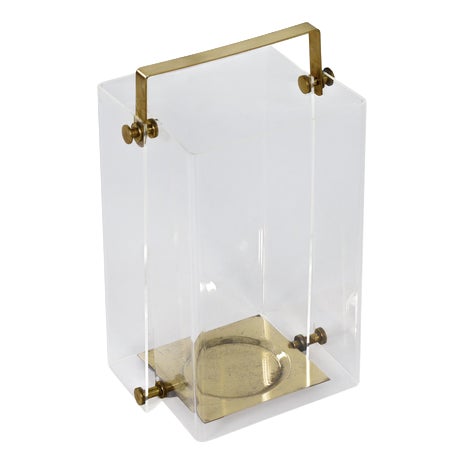 Hollywood Regency Umbrella Stand in Acrylic and Brass, 1980s For Sale
