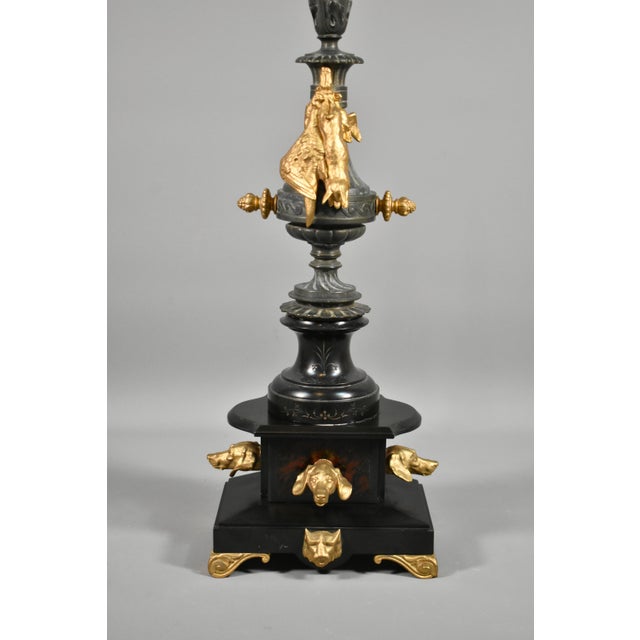 Napoleon III Decorative Gilt and Slate Candelabra For Sale - Image 6 of 14