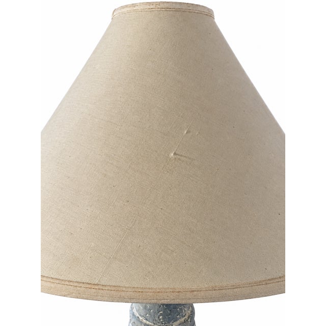 Blue 1980s Postmodern Blue-Gray Twisted Column Floor Lamp With Cream Empire Shade For Sale - Image 8 of 14