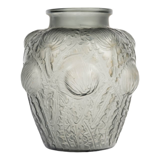 Domrémy Vase in Tinted Grey by René Lalique, 1926 For Sale