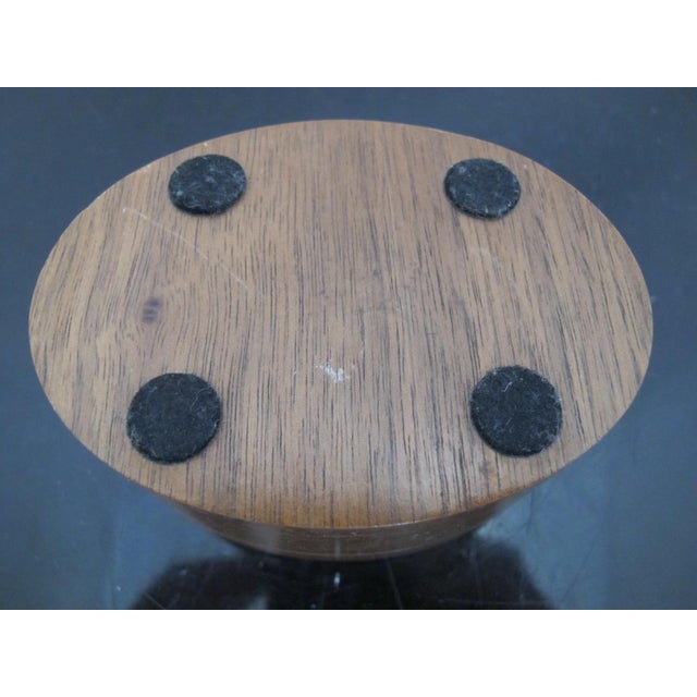 Wood Small Japanese Oval Wood Box With Etched Bone Samurai Warrior For Sale - Image 7 of 9