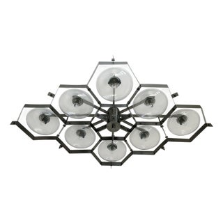 21st Century Beehive Satin Black Nickel Clear Murano Flush Mount by Fabio LTD For Sale
