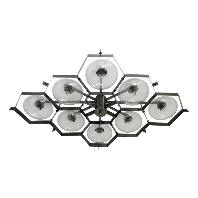 21st Century Beehive Satin Black Nickel Clear Murano Flush Mount by Fabio LTD For Sale