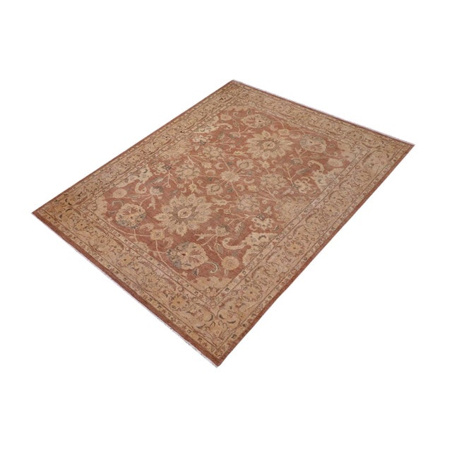 1990s Oriental Ziegler Brown Tan Hand-Knotted Wool Rug - 9'10'' X 13'4'' For Sale - Image 4 of 8