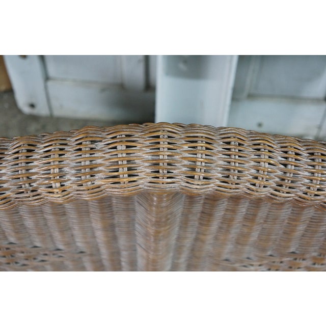 Late 20th Century Victorian Revival Large Woven Wicker Wingback Settee Lounge Bench Loveseat For Sale - Image 15 of 18