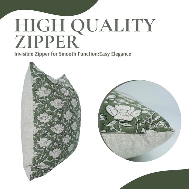 Art Deco Fabdivine Handcrafted Block Print Cushion Cover 12x20 Inch Cotton Linen-Dhruv For Sale - Image 3 of 5