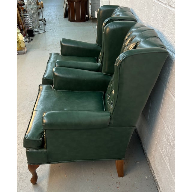 Vintage Wing-Backed Tufted Chesterfield Lounge Chairs For Sale - Image 9 of 14