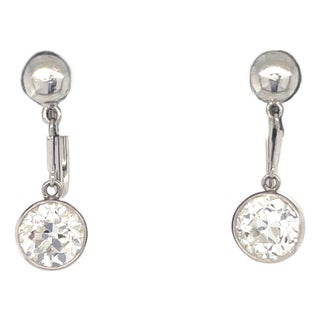 Early 20th Century J.E. Caldwell, Art Deco, Diamond Drop Earrings, Pair For Sale