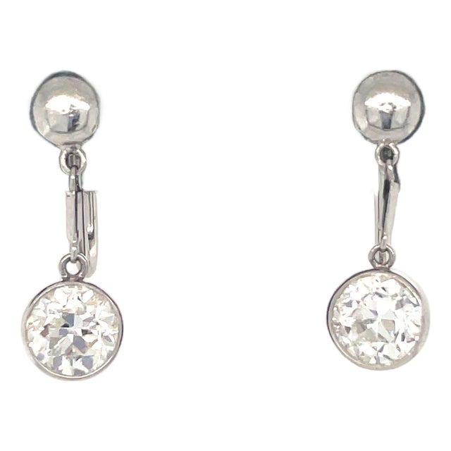 Early 20th Century J.E. Caldwell, Art Deco, Diamond Drop Earrings, Pair For Sale