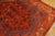 Mid 19th Century Beautiful Brown Background With Firey Reds and Sky Blue Antique Tribal and Rustic Turkish Kula Rug For Sale - Image 5 of 9