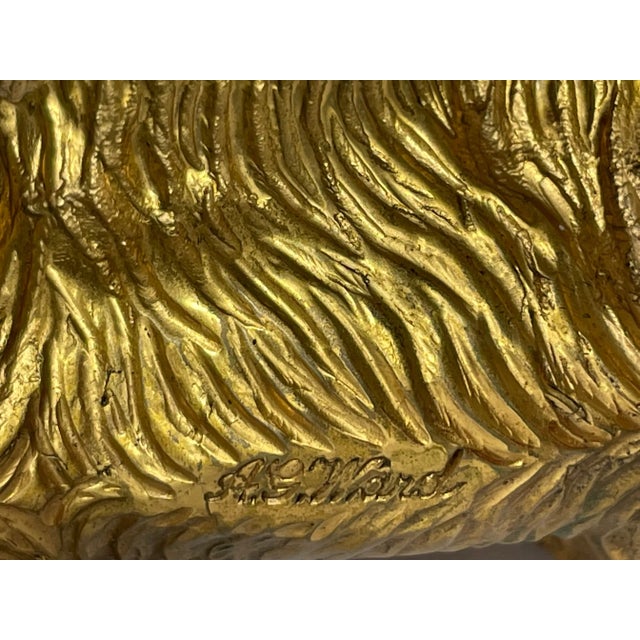 Small Traditional Early 20th Century English Gilt Bronze Spitz Dog Car Mascot Figurine For Sale - Image 11 of 12