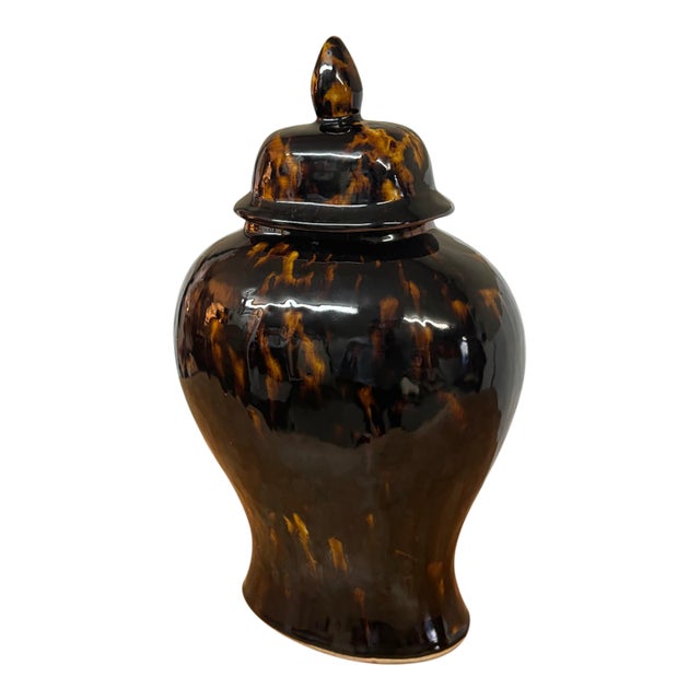 Martino Interiors Glazed Ceramic Temple Jar For Sale