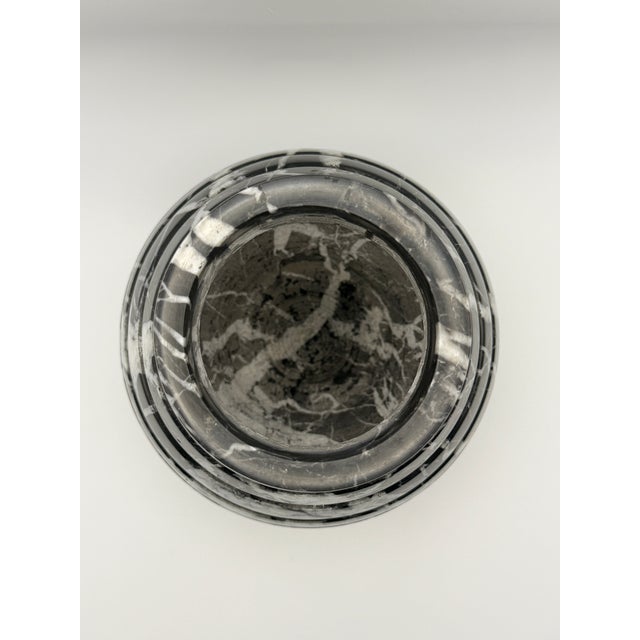 Vintage Hand-Carved Black Marble Vase With White Veining For Sale - Image 4 of 4
