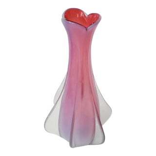 Vase Murano Glass Opalescent Pink For Sale