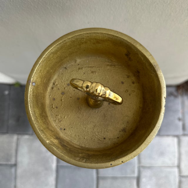 Bronze Vintage French Fleur-De-Lis Brass Standing Ashtray, Heavy & Ornate, 1960s From the Loire Valley For Sale - Image 4 of 9