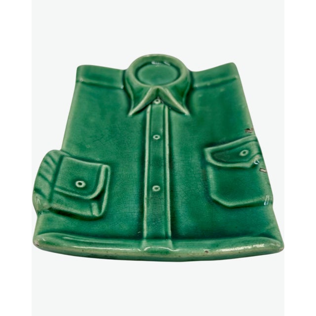 Ceramic Vintage Green Shirt Ceramic Ashtray Catchall Dish For Sale - Image 7 of 12