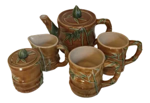 Ceramic Bamboo Coffee & Tea Set - Set of 5