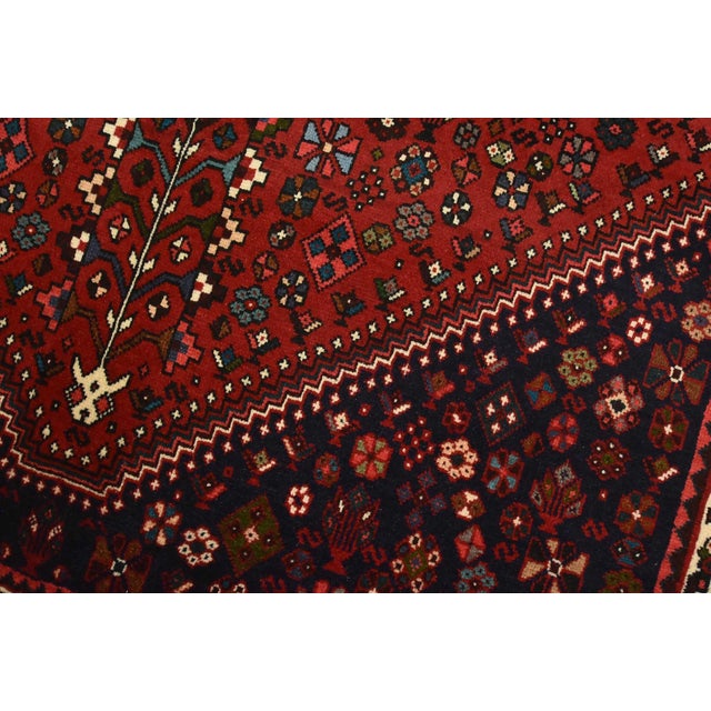 Abadeh Rug 3’7” X 5’3” Red Wool Vintage Tribal Hand-Knotted Oriental Carpet For Sale - Image 4 of 12