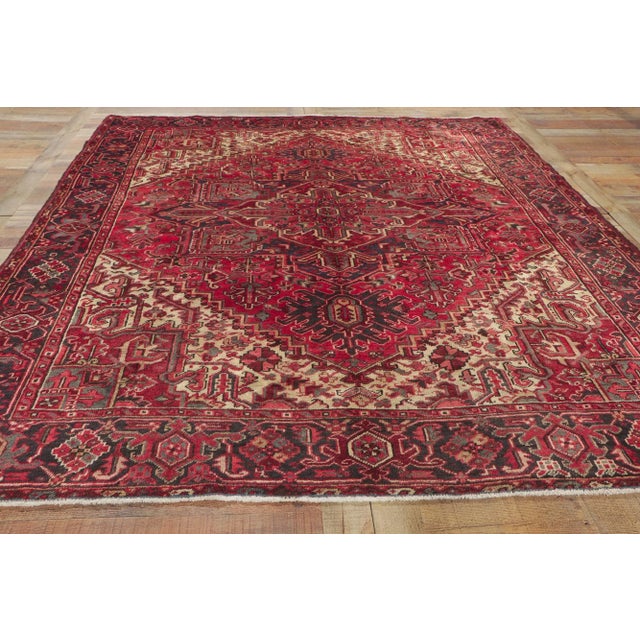 Textile Vintage Persian Heriz Rug - 07'07 X 08'08 For Sale - Image 7 of 9