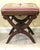Antique, Victorian, Adjustable X-Frame, Mahogany Piano/Foot Stool, With Geometric, Needle-Point, Upholstered Top, Postawka, Cambridgeport, Mass, 1871 For Sale - Image 4 of 9