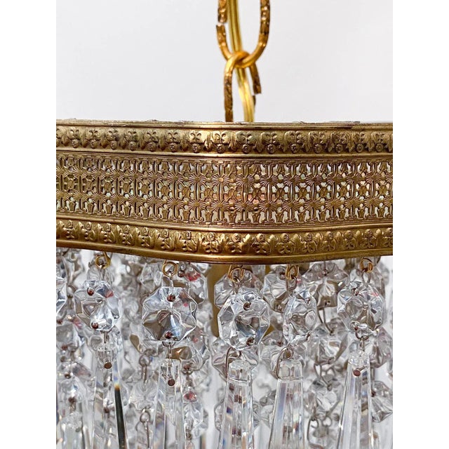 Vintage Italian Brass Upside Down Layered Chandelier For Sale - Image 4 of 5