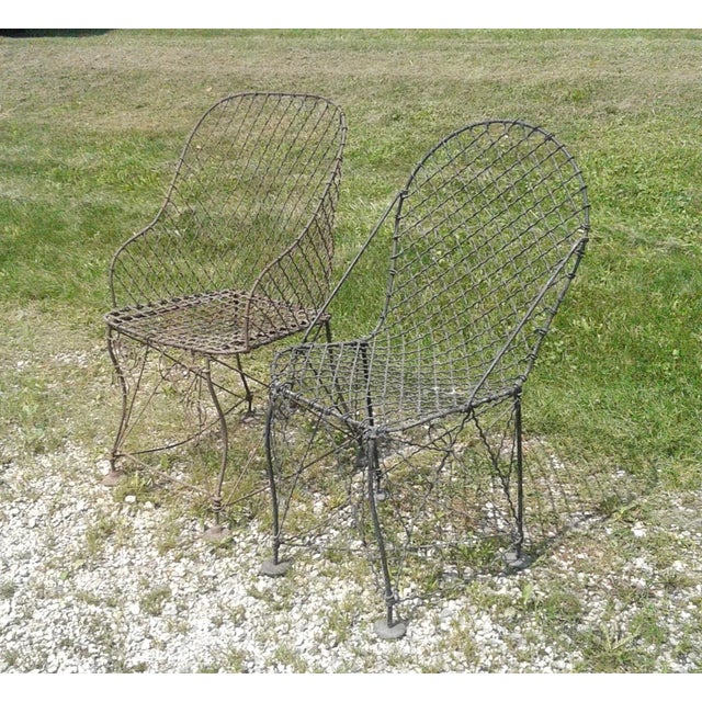 Antique Victorian Style Wire Chairs - Set of 2 For Sale - Image 10 of 12