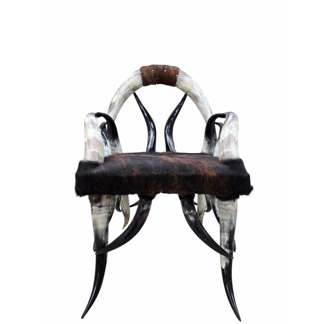 Antique Rustic Western Steer Horn Chair For Sale - Image 4 of 8