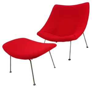 Set of Vintage Oyster Chair with Ottoman by Pierre Paulin for Artifort, 1965