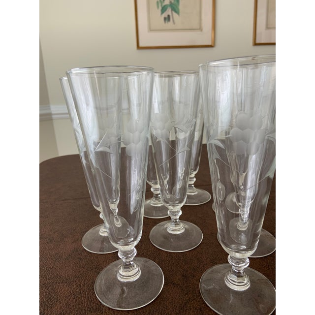 Vintage Etched Pilsner Flute Glasses Set of 8 Chairish