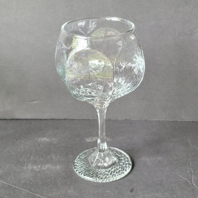 Vintage Hexagon Shaped Libbey Chivalry Wavy Glass Wine Glasses Set of 8